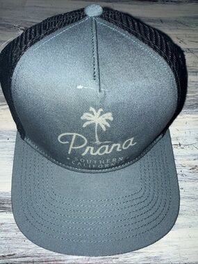 Prana Men's Gray Mesh Trucker Hat with Palm Logo